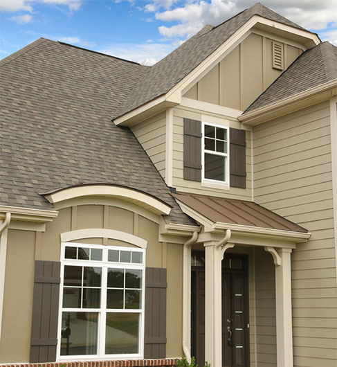 House with vertical and horizontal siding